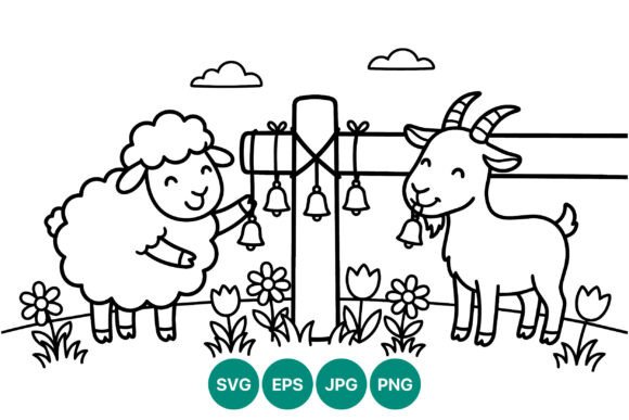 Download Happy Sheep and Goat with Bells - Premium Bundle
