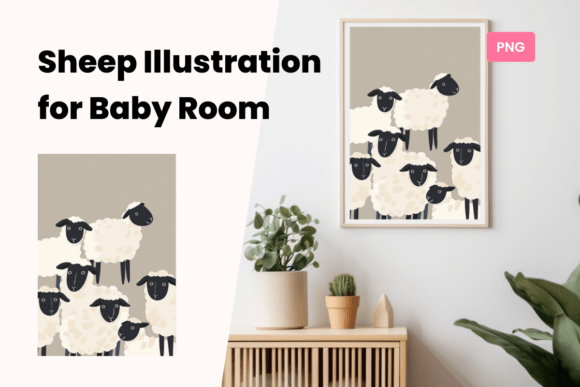 Download Happy Sheep Minimalist Art for Babies - Premium Resources