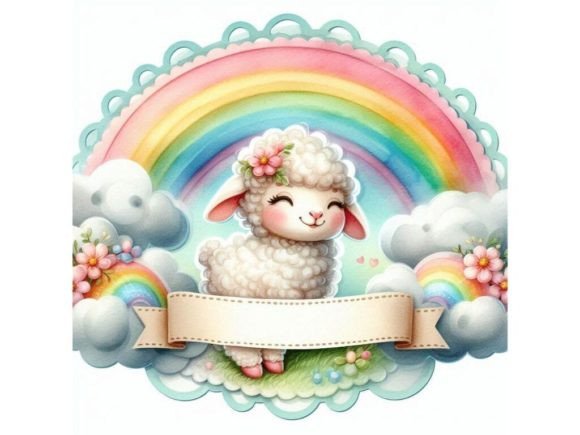 Download A Label Featuring a Happy Lamb Surrounde - Happy lamb Collection