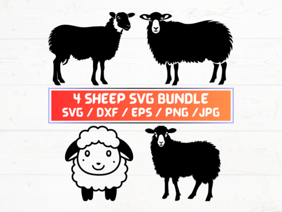 Download 4 Sheep SVG, DXF, EPS, JPG, PNG Bundle - Eps Collection