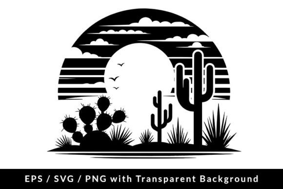 Download Desert Landscape with Cactus SVG PNG EPS - Premium Resources