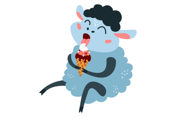 Download Happy Lamb Eat Ice Cream. Summer Baby Sh - Premium Bundle