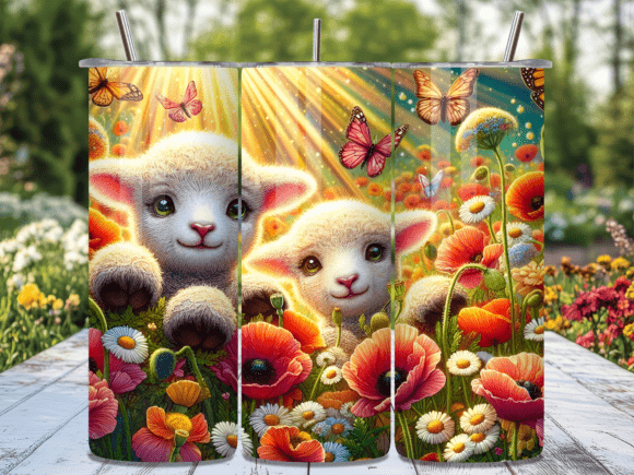 Download Happy Lamb Flower Field Tumbler Wrap - Happy lamb Collection
